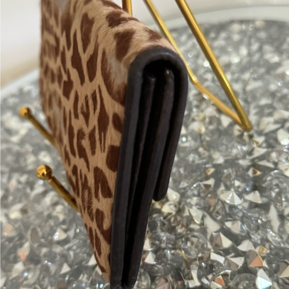 Authentic PRADA Calf Hair Leopard Print Continental Flap Wallet - Picture 5 of 11